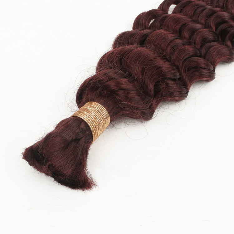 Burgundy Deep Wave Bulk Human Hair Extensions